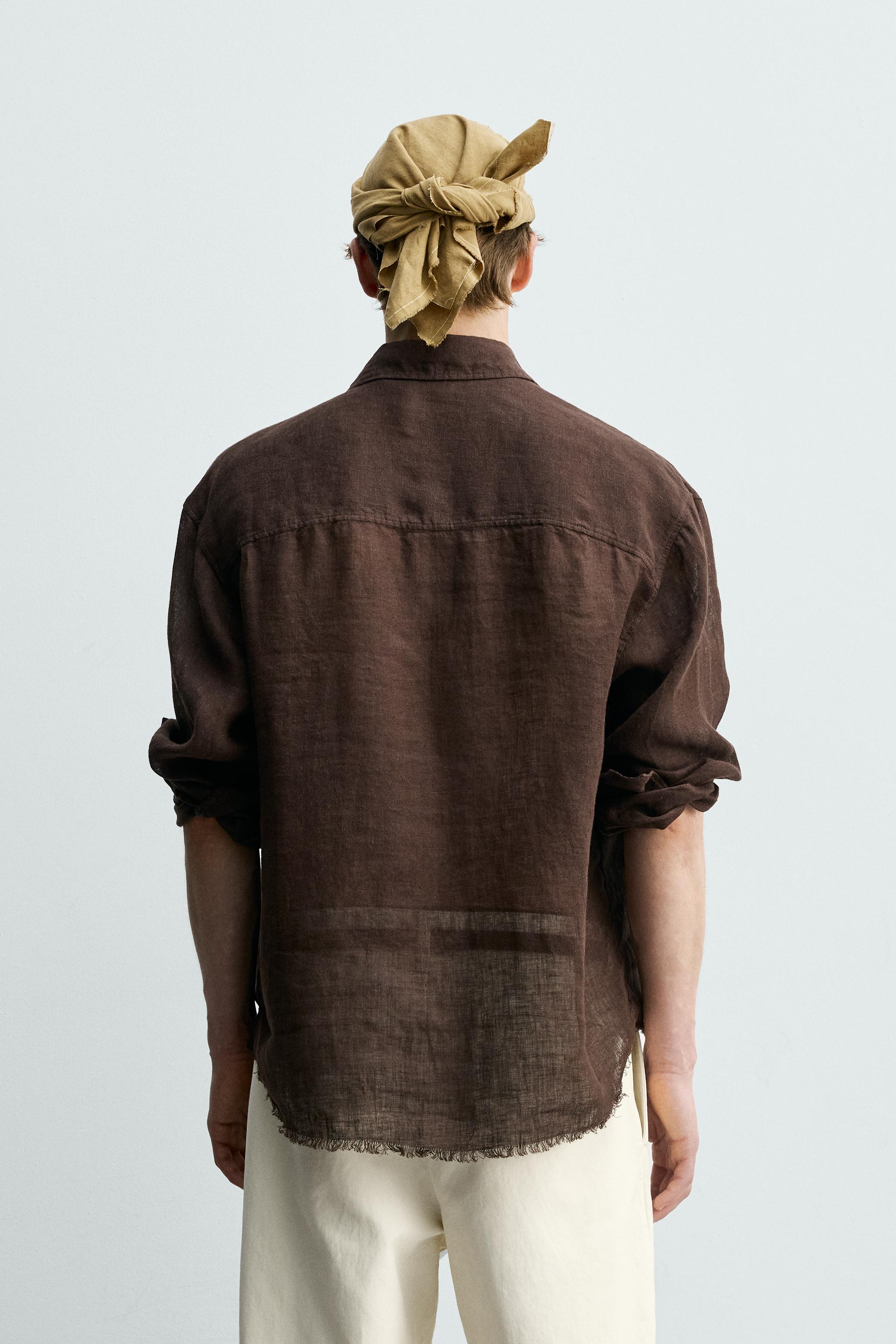 100% LINEN SEMI-SHEER SHIRT